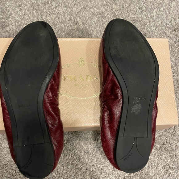 Prada Burgundy Ballet Flats - Picture 2 of 4